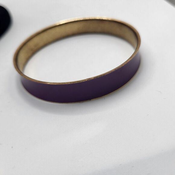 Vintage 90s Purple Enamel Bangle Bracelet Thick 8in - Picture 3 of 6